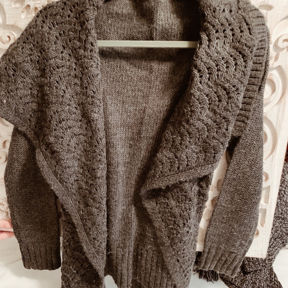 Grey Open Front Cardigan - Picture 3 of 3